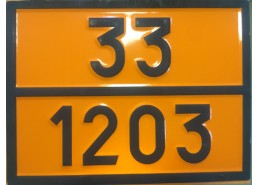 Табличка ДОПОГ - "Бензин моторный или газолин или петрол" (UN 33 1203 опасный груз)