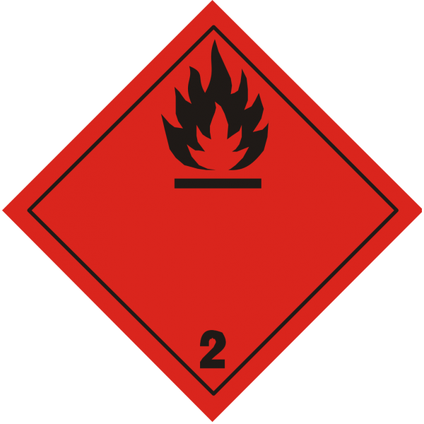 Знак "Класс 2. Легковоспламеняющиеся газы"
